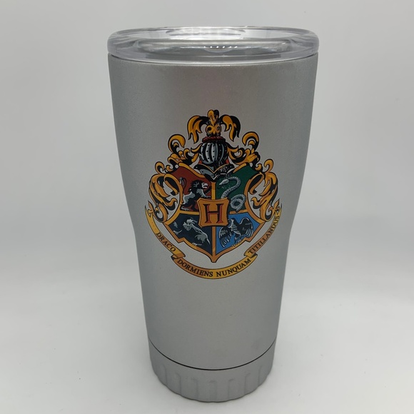 Harry Potter Hogwarts Emblem Metal Travel Thermos Cup Warner Bros. - Picture 1 of 16